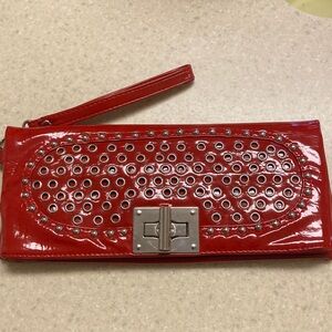 VTG 80s MMS Red Clutch with Silver Accents